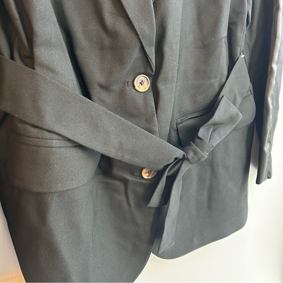 Future Collective Black Blazer, Small, Belt Tie, Stripe, Women's, Business - Picture 12 of 12